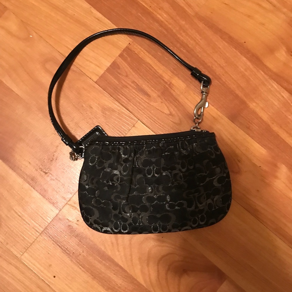 Coach wristlet black and silver